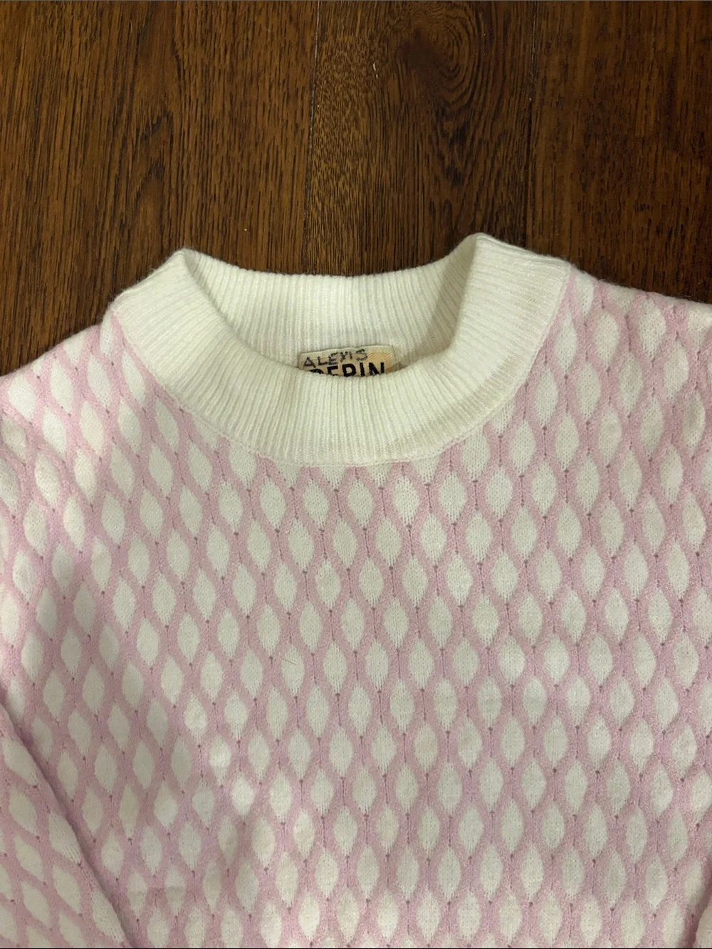 Pepin Pink & White Textured Crewneck Sweater